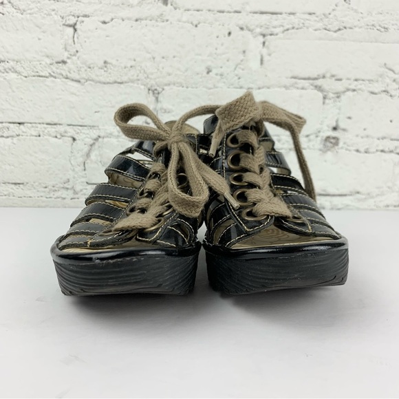 Fly London Yito Patent Black Leather Lace Up Wedge Sandals 36 - Picture 10 of 13